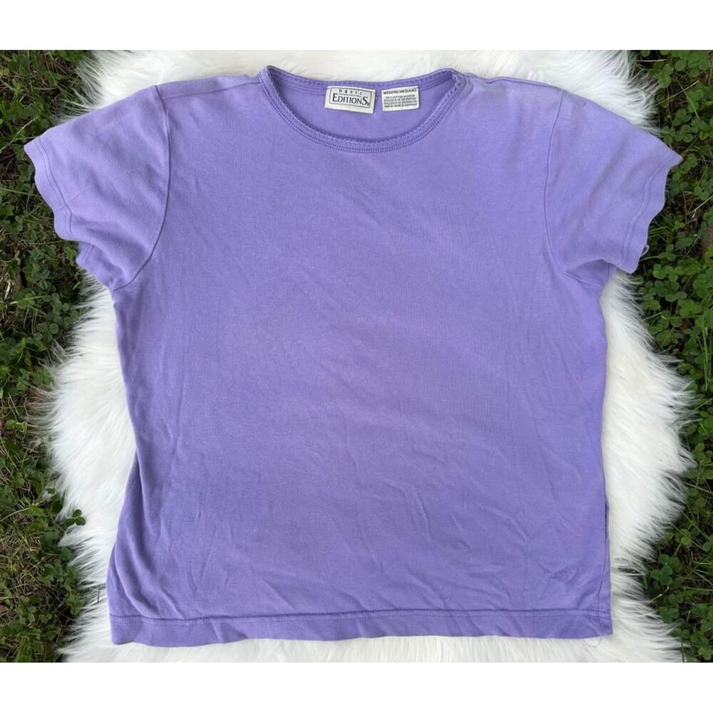 100% Cotton Basic Editions Purple TShirt Size Medium